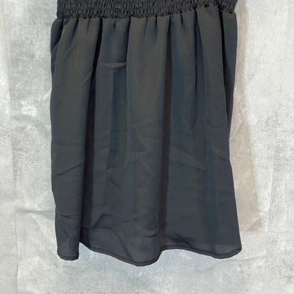 LUNA CHIX Women's Solid Black Flutter Sleeve Double V-Neck Smocked Waist Mini - Picture 7 of 9